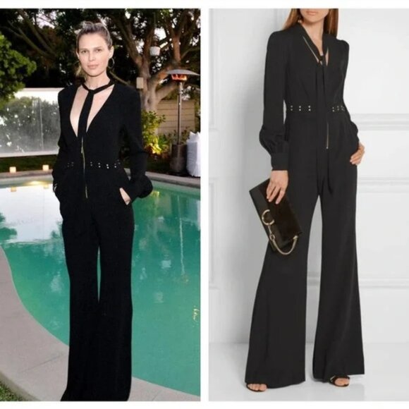 Rachel Zoe Lindley Studded Crepe Black Jumpsuit